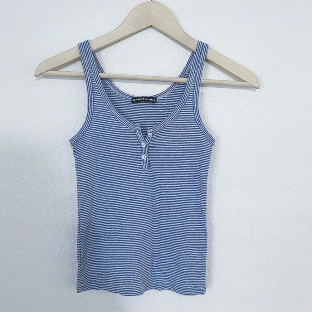 Brandy Melville blue white stripe tank top